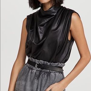 Amanda Uprichard faux leather Fabienne top, size small